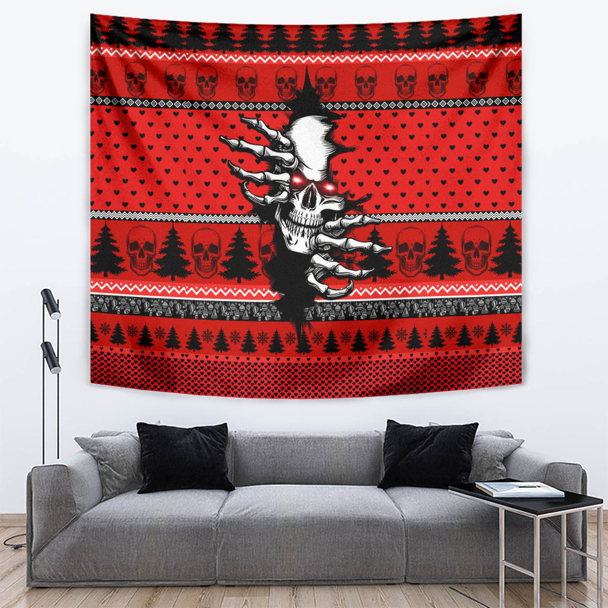 Skull Santa Tapestry Pattern Skull Santa Ugly Christmas - Wonder Print Shop