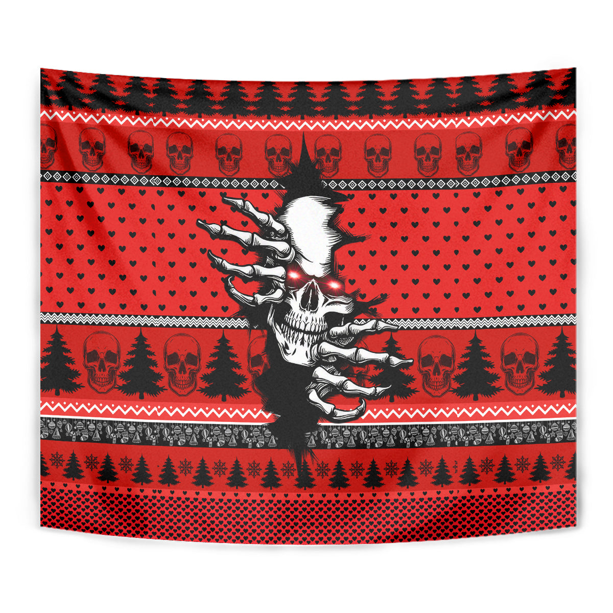 Skull Santa Tapestry Pattern Skull Santa Ugly Christmas - Wonder Print Shop