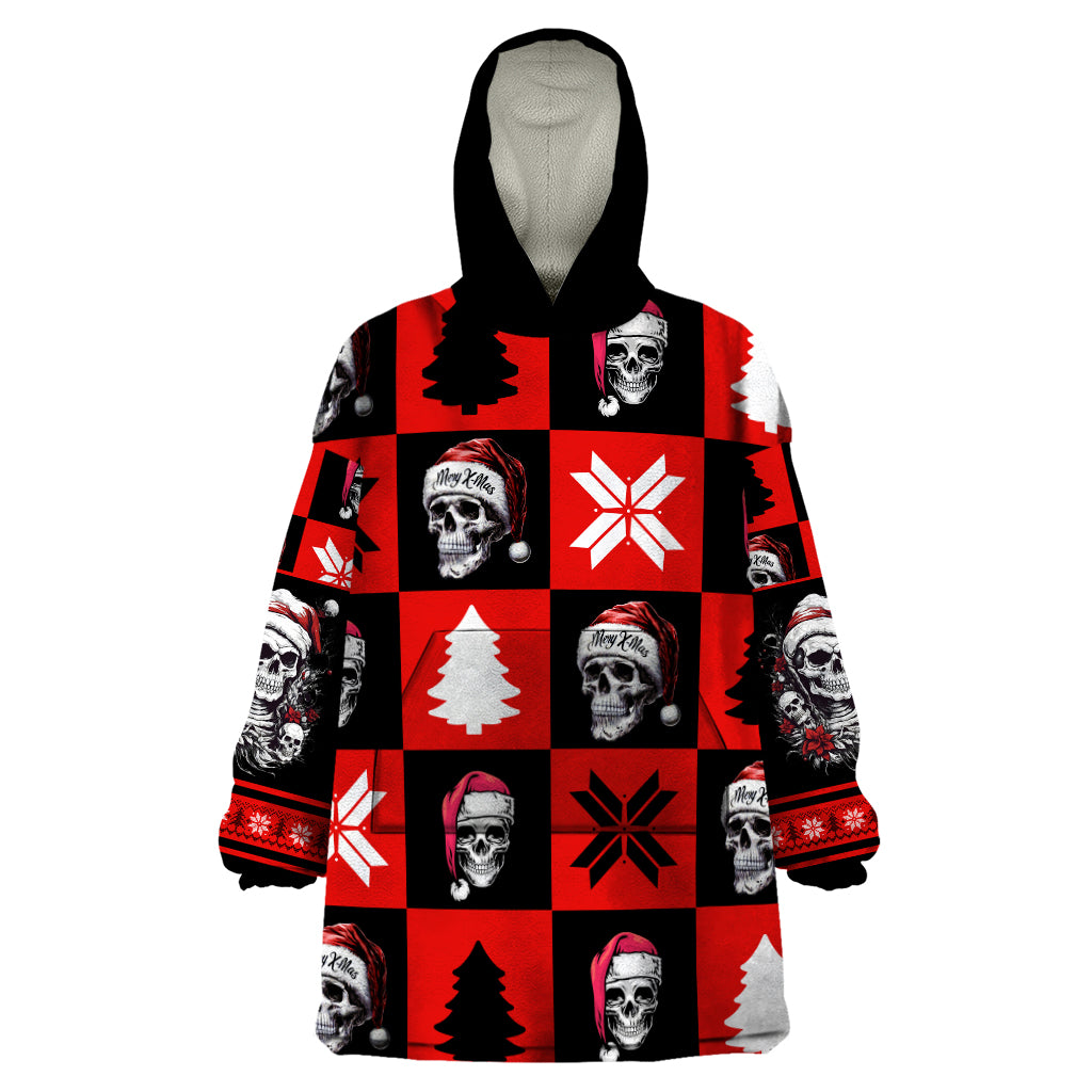 Skull Santa Wearable Blanket Hoodie Pattern Skull Santa Ugly Christmas - Wonder Print Shop