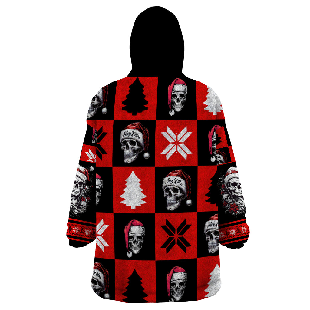 Skull Santa Wearable Blanket Hoodie Pattern Skull Santa Ugly Christmas - Wonder Print Shop