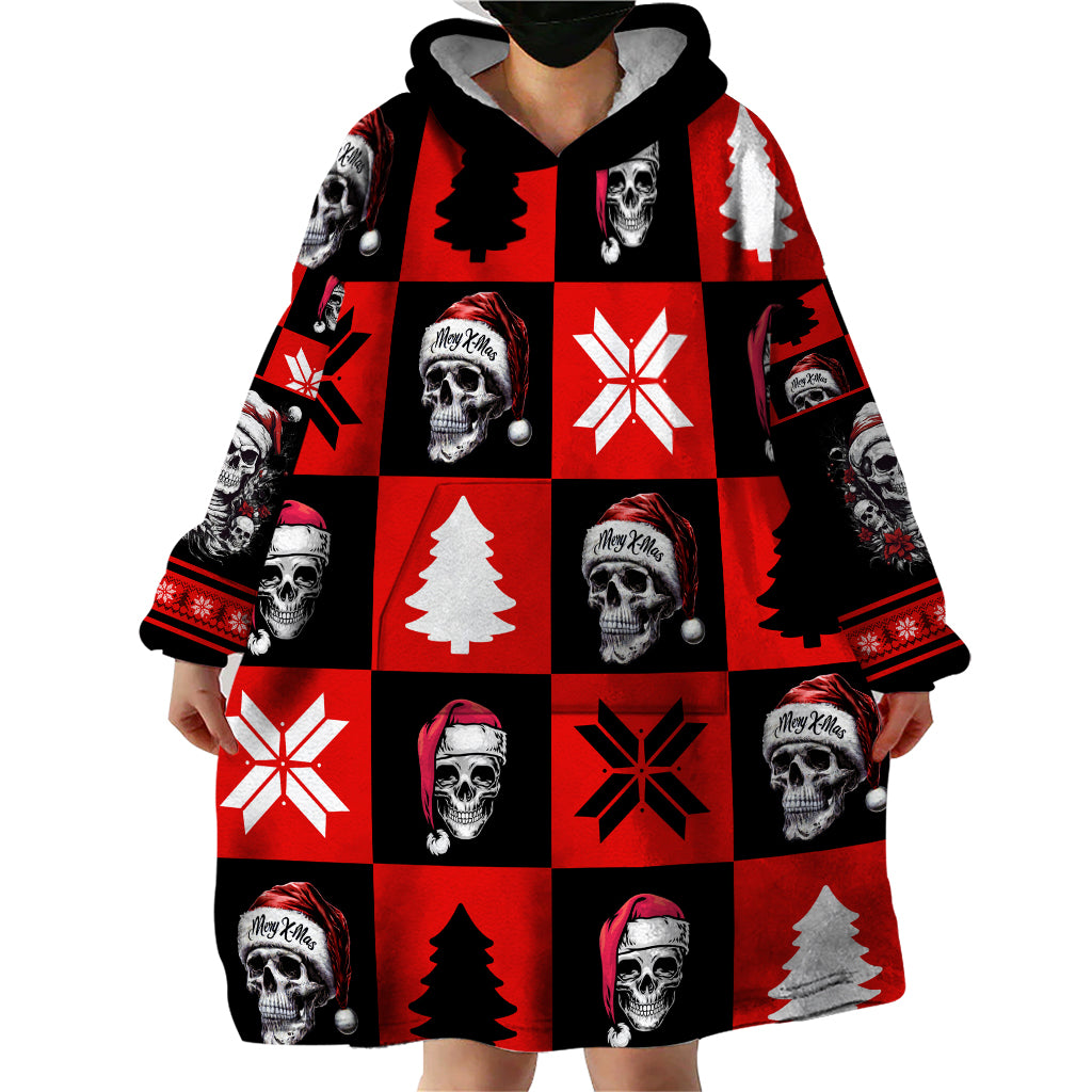 Skull Santa Wearable Blanket Hoodie Pattern Skull Santa Ugly Christmas - Wonder Print Shop