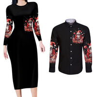 Skull Santa Claus Couples Matching Long Sleeve Bodycon Dress and Long Sleeve Button Shirt Every One Has A Dark Side Difference Is The Degree Of Darkness - Wonder Print Shop