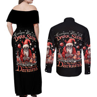 Skull Santa Claus Couples Matching Off Shoulder Maxi Dress and Long Sleeve Button Shirt Every One Has A Dark Side Difference Is The Degree Of Darkness - Wonder Print Shop