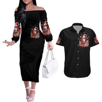Skull Santa Claus Couples Matching Off The Shoulder Long Sleeve Dress and Hawaiian Shirt Every One Has A Dark Side Difference Is The Degree Of Darkness - Wonder Print Shop