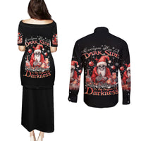 Skull Santa Claus Couples Matching Puletasi Dress and Long Sleeve Button Shirt Every One Has A Dark Side Difference Is The Degree Of Darkness - Wonder Print Shop