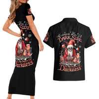 Skull Santa Claus Couples Matching Short Sleeve Bodycon Dress and Hawaiian Shirt Every One Has A Dark Side Difference Is The Degree Of Darkness - Wonder Print Shop