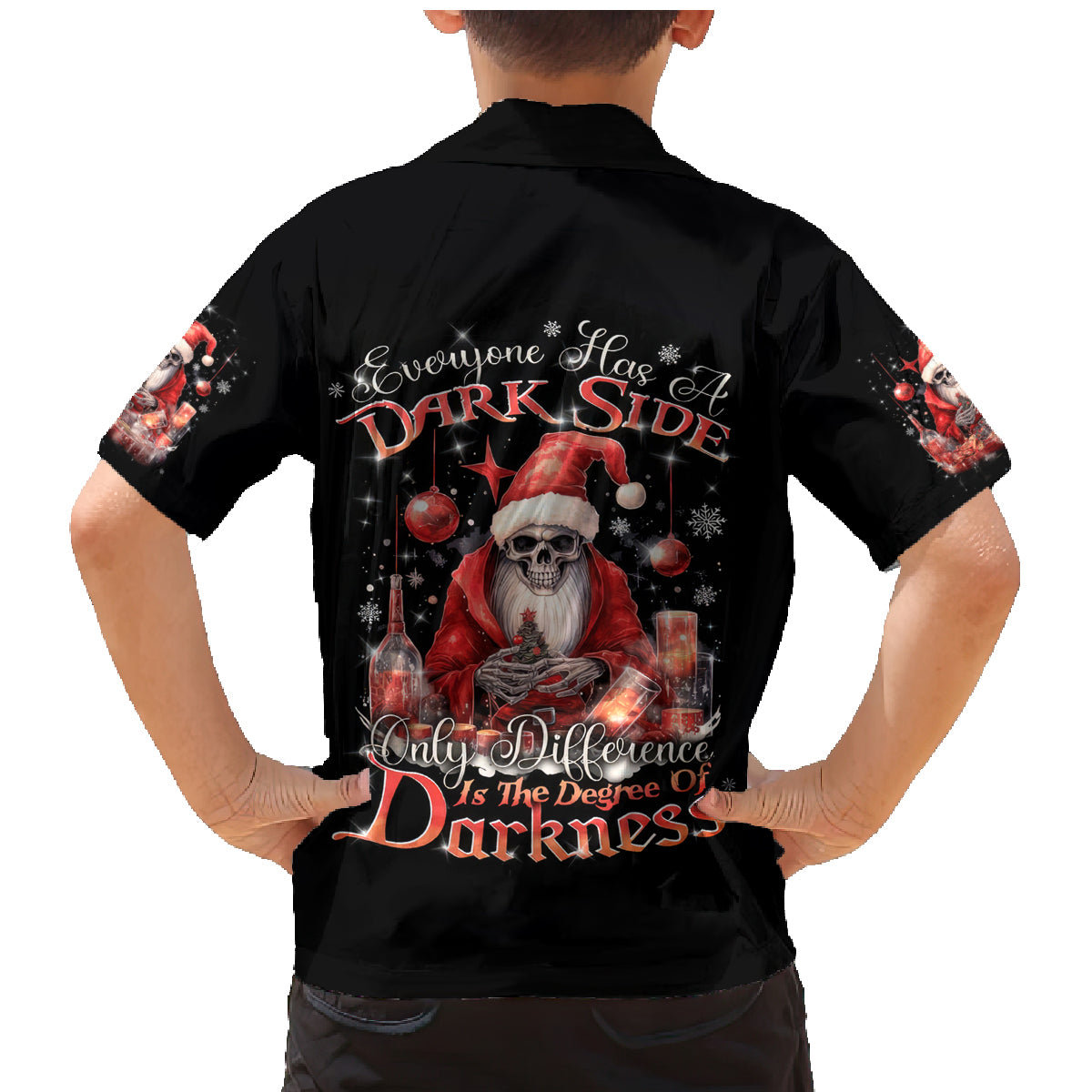 Skull Santa Claus Family Matching Mermaid Dress and Hawaiian Shirt Every One Has A Dark Side Difference Is The Degree Of Darkness - Wonder Print Shop