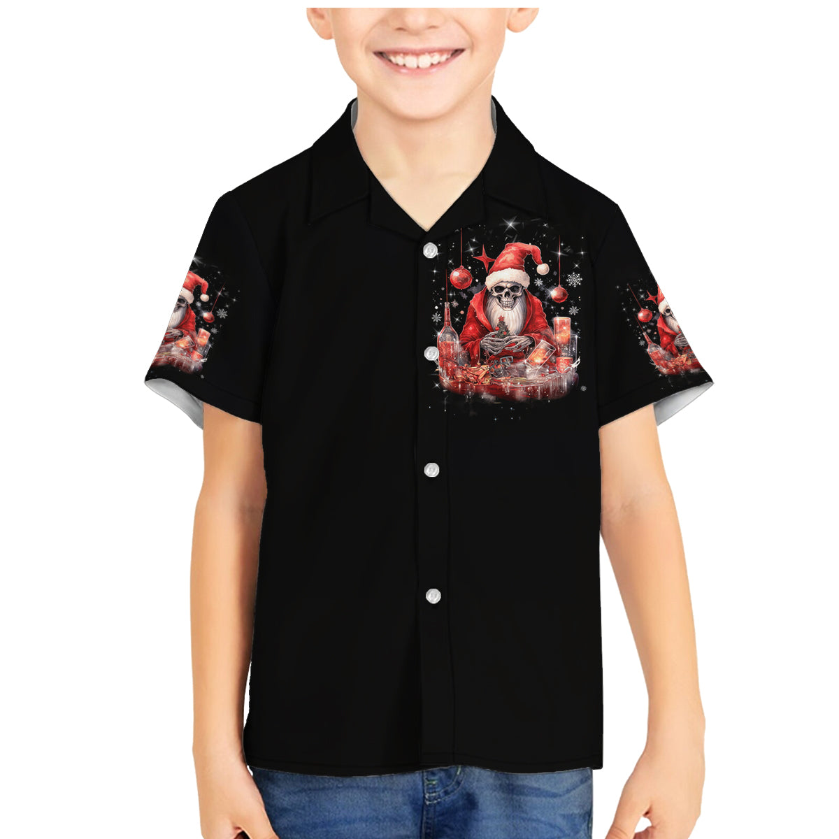 Skull Santa Claus Family Matching Mermaid Dress and Hawaiian Shirt Every One Has A Dark Side Difference Is The Degree Of Darkness - Wonder Print Shop