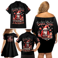 Skull Santa Claus Family Matching Off Shoulder Short Dress and Hawaiian Shirt Every One Has A Dark Side Difference Is The Degree Of Darkness - Wonder Print Shop