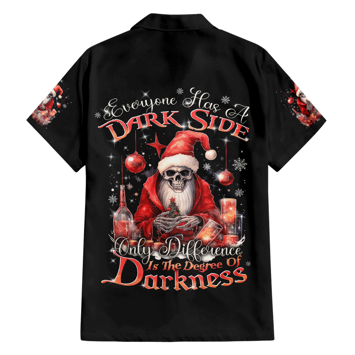 Skull Santa Claus Family Matching Short Sleeve Bodycon Dress and Hawaiian Shirt Every One Has A Dark Side Difference Is The Degree Of Darkness - Wonder Print Shop