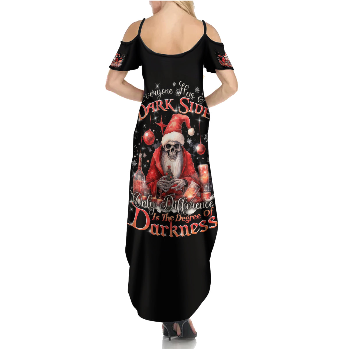 Skull Santa Claus Family Matching Summer Maxi Dress and Hawaiian Shirt Every One Has A Dark Side Difference Is The Degree Of Darkness - Wonder Print Shop