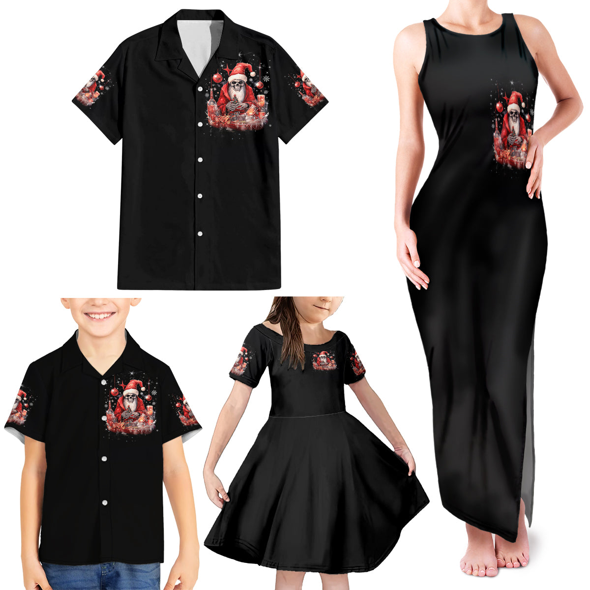 Skull Santa Claus Family Matching Tank Maxi Dress and Hawaiian Shirt Every One Has A Dark Side Difference Is The Degree Of Darkness - Wonder Print Shop