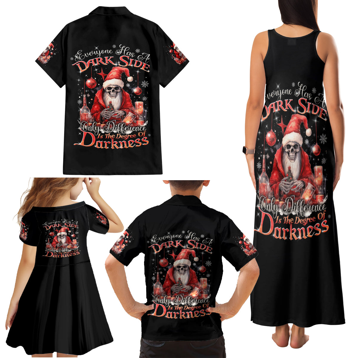 Skull Santa Claus Family Matching Tank Maxi Dress and Hawaiian Shirt Every One Has A Dark Side Difference Is The Degree Of Darkness - Wonder Print Shop