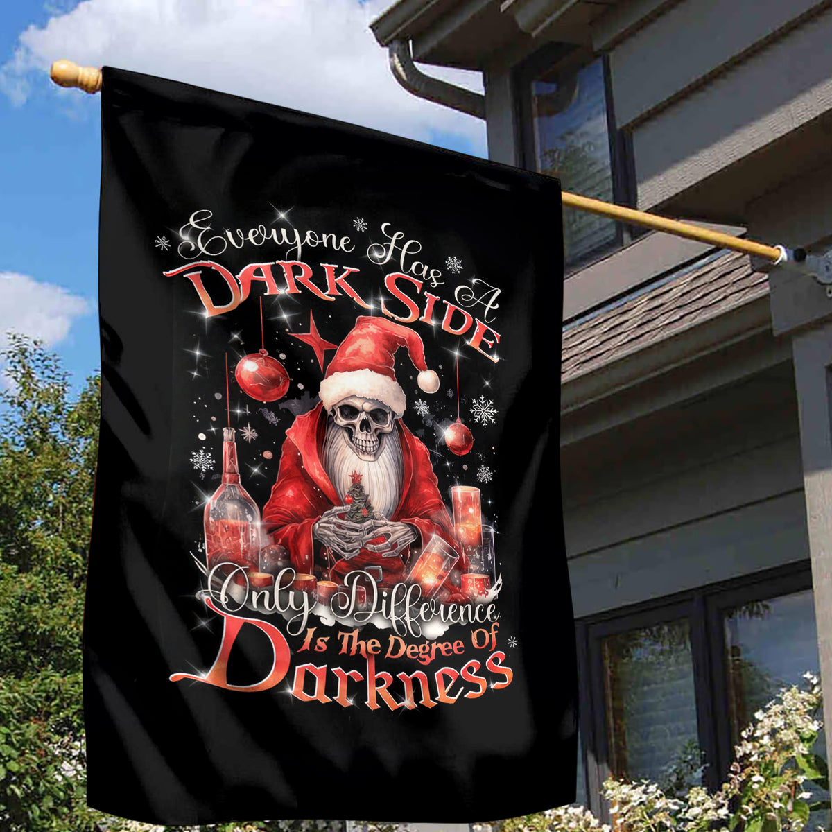Skull Santa Claus Garden Flag Every One Has A Dark Side Difference Is The Degree Of Darkness - Wonder Print Shop
