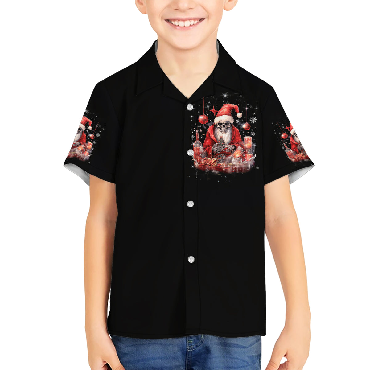 Skull Santa Claus Kid Hawaiian Shirt Every One Has A Dark Side Difference Is The Degree Of Darkness - Wonder Print Shop