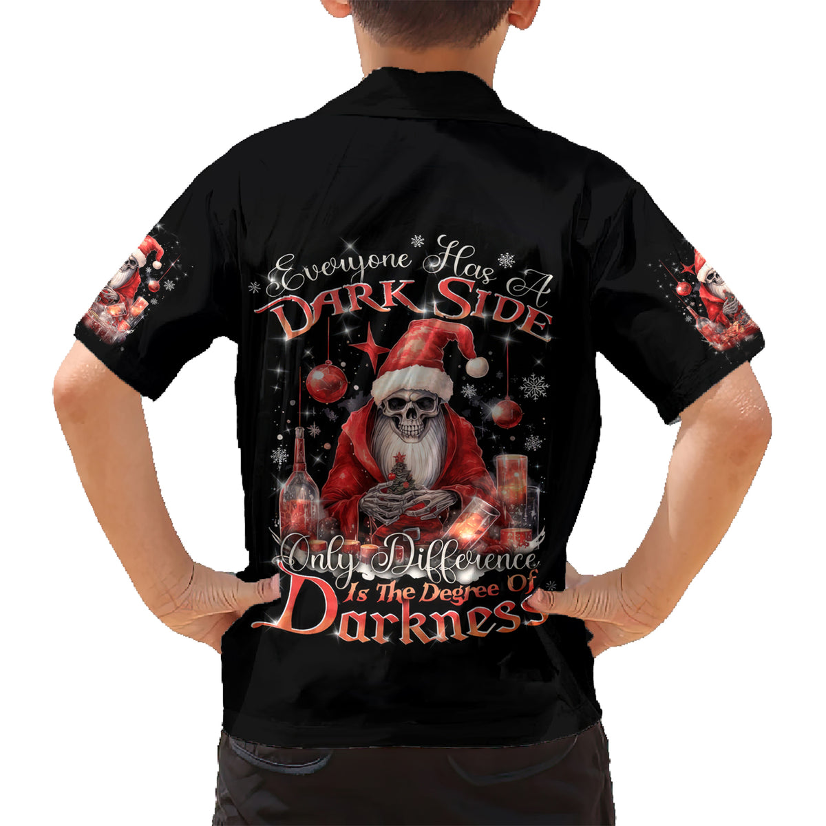 Skull Santa Claus Kid Hawaiian Shirt Every One Has A Dark Side Difference Is The Degree Of Darkness - Wonder Print Shop
