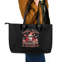 Skull Santa Claus Leather Tote Bag Every One Has A Dark Side Difference Is The Degree Of Darkness - Wonder Print Shop