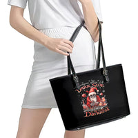 Skull Santa Claus Leather Tote Bag Every One Has A Dark Side Difference Is The Degree Of Darkness - Wonder Print Shop