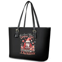 Skull Santa Claus Leather Tote Bag Every One Has A Dark Side Difference Is The Degree Of Darkness - Wonder Print Shop