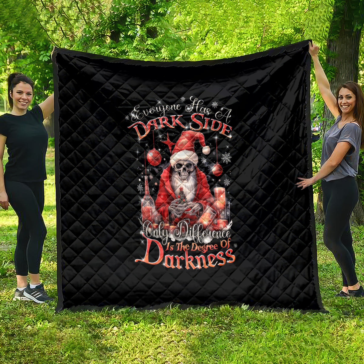 Skull Santa Claus Quilt Every One Has A Dark Side Difference Is The Degree Of Darkness - Wonder Print Shop