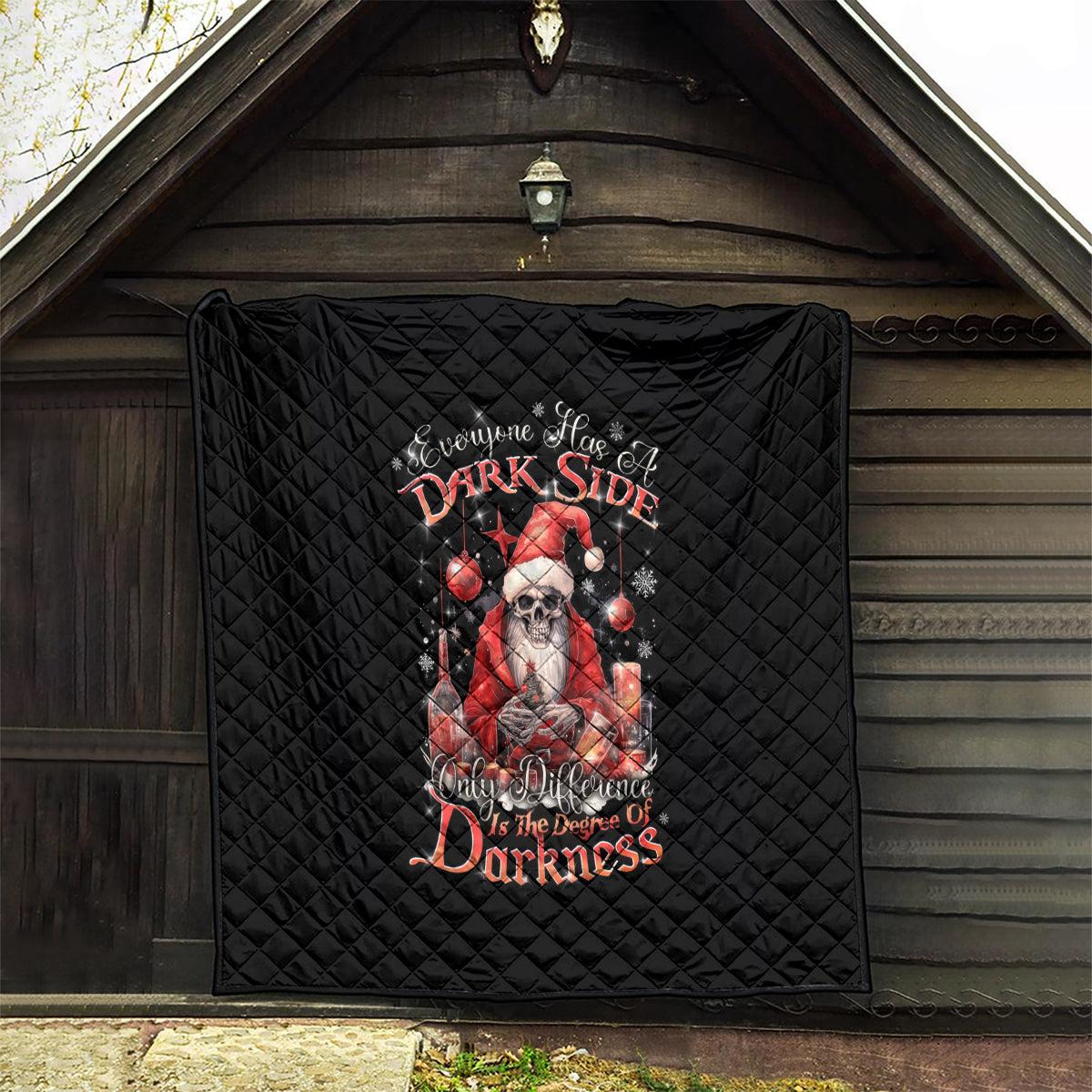 Skull Santa Claus Quilt Every One Has A Dark Side Difference Is The Degree Of Darkness - Wonder Print Shop