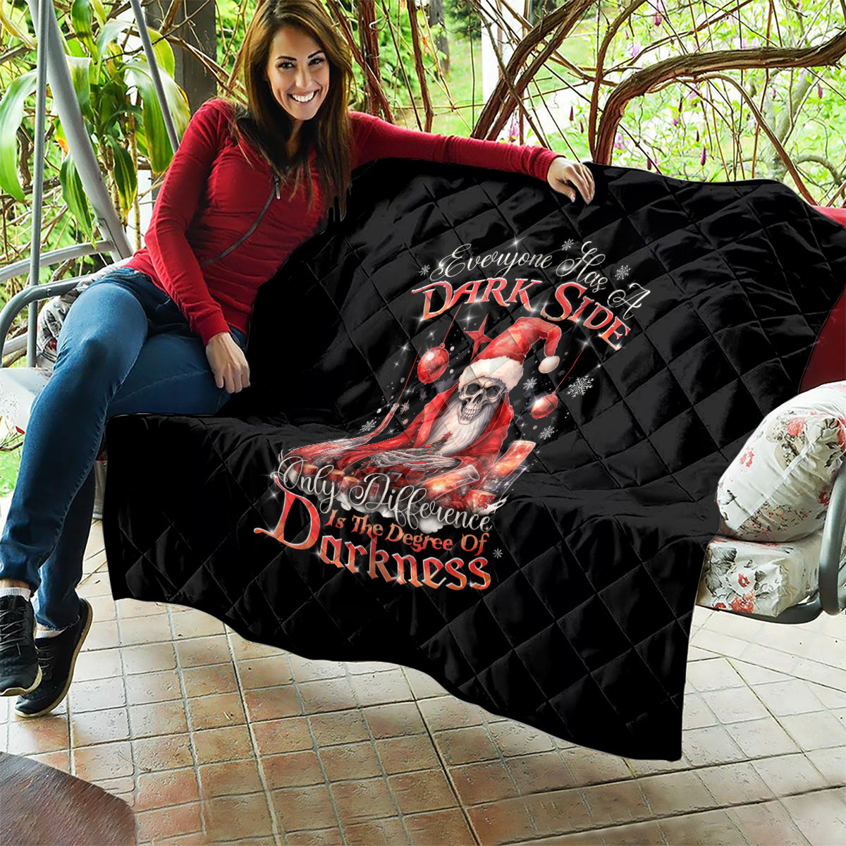 Skull Santa Claus Quilt Every One Has A Dark Side Difference Is The Degree Of Darkness - Wonder Print Shop