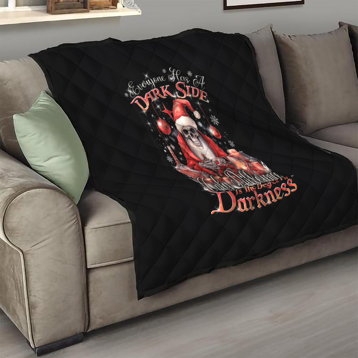 Skull Santa Claus Quilt Every One Has A Dark Side Difference Is The Degree Of Darkness - Wonder Print Shop