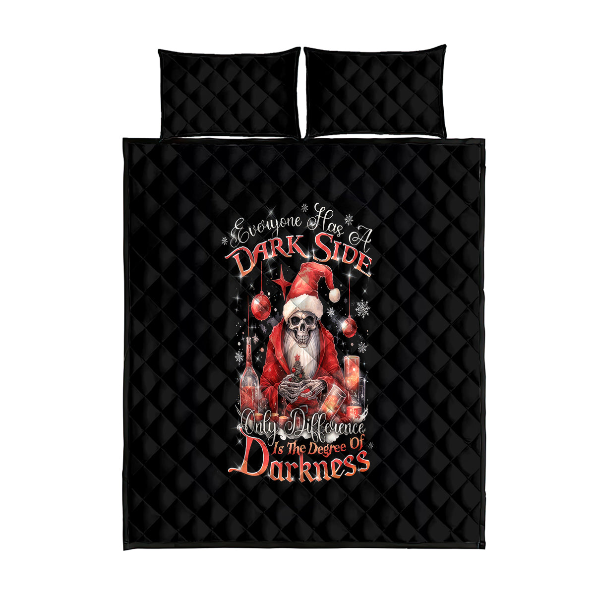 Skull Santa Claus Quilt Bed Set Every One Has A Dark Side Difference Is The Degree Of Darkness - Wonder Print Shop