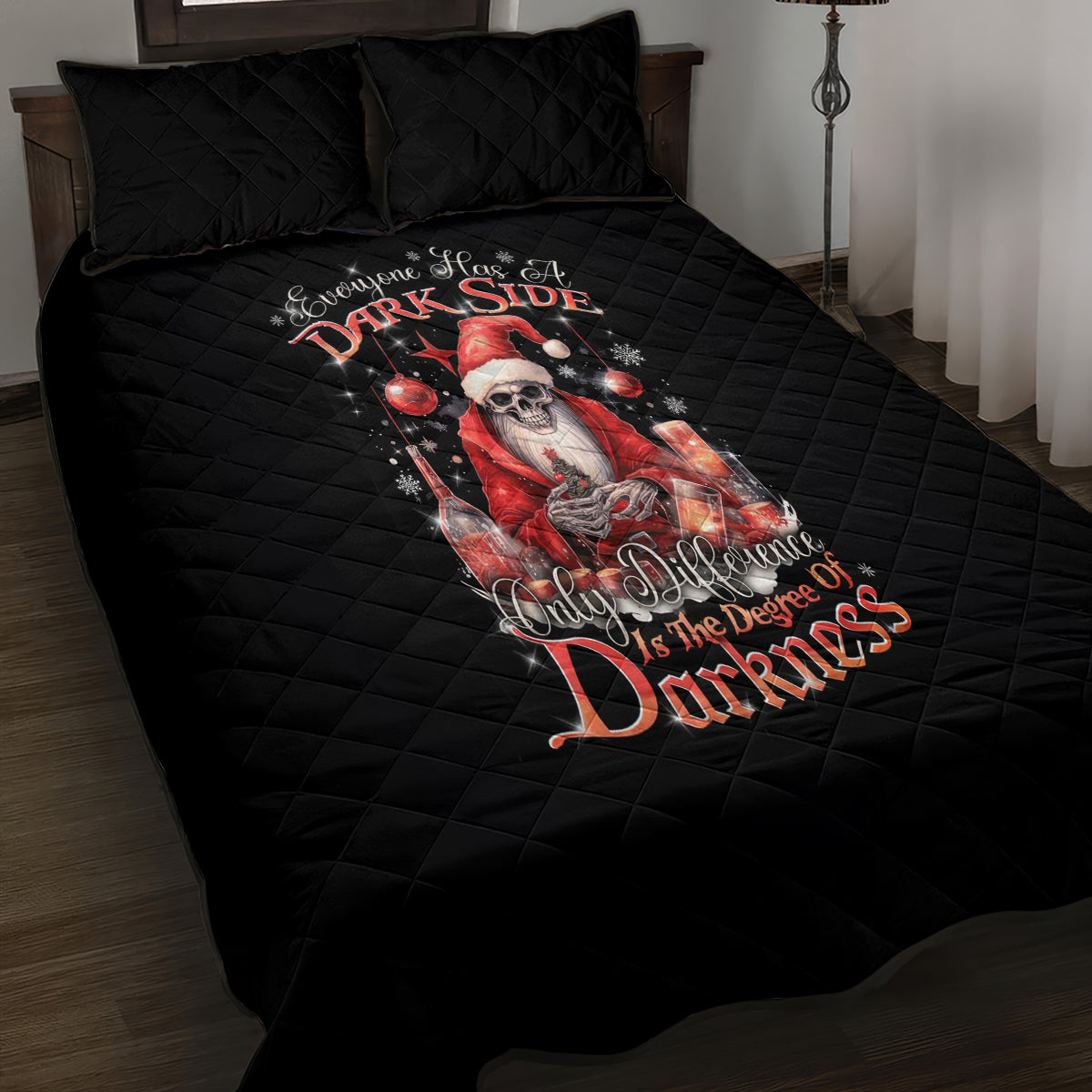 Skull Santa Claus Quilt Bed Set Every One Has A Dark Side Difference Is The Degree Of Darkness - Wonder Print Shop