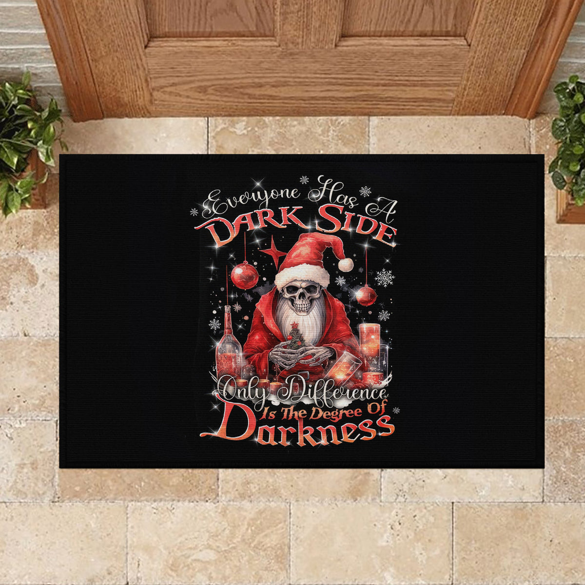 Skull Santa Claus Rubber Doormat Every One Has A Dark Side Difference Is The Degree Of Darkness - Wonder Print Shop