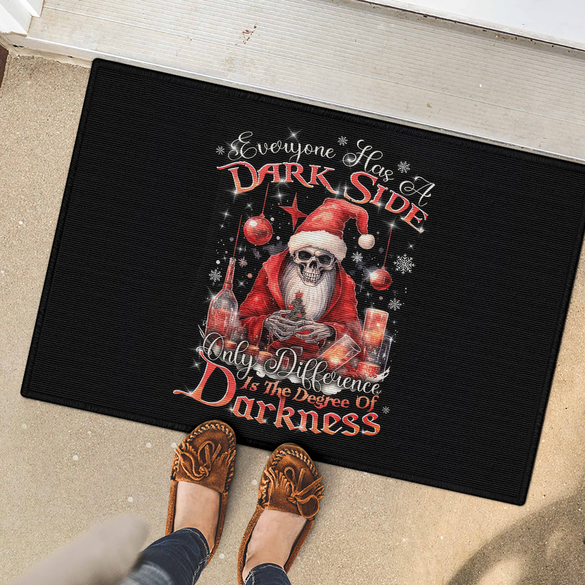 Skull Santa Claus Rubber Doormat Every One Has A Dark Side Difference Is The Degree Of Darkness - Wonder Print Shop