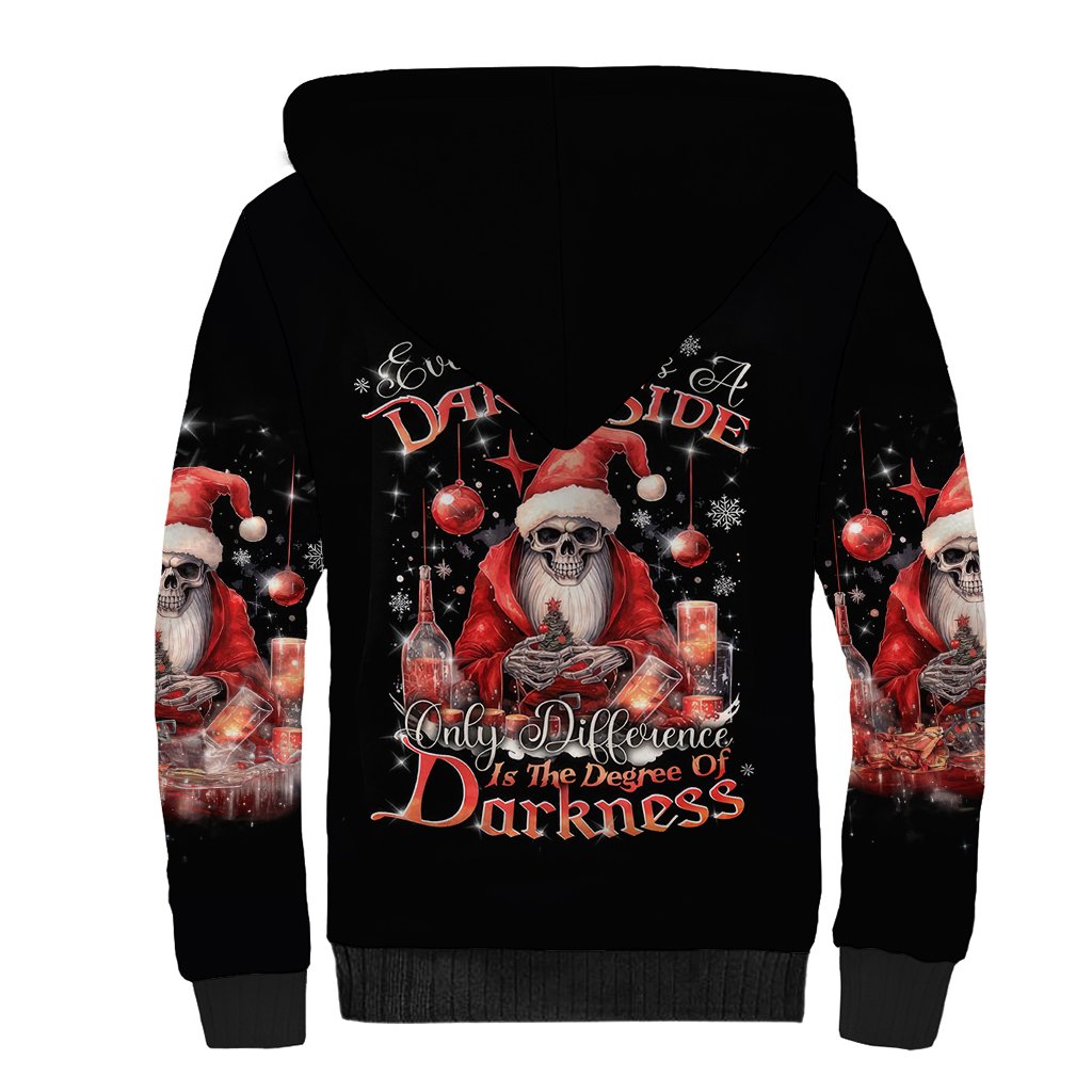 Skull Santa Claus Sherpa Hoodie Every One Has A Dark Side Difference Is The Degree Of Darkness - Wonder Print Shop