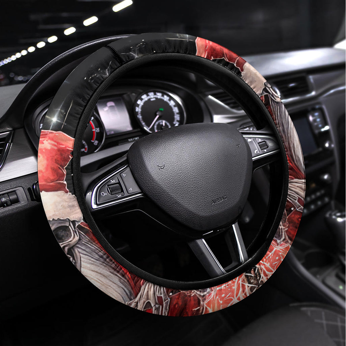 Skull Santa Claus Steering Wheel Cover Every One Has A Dark Side Difference Is The Degree Of Darkness - Wonder Print Shop