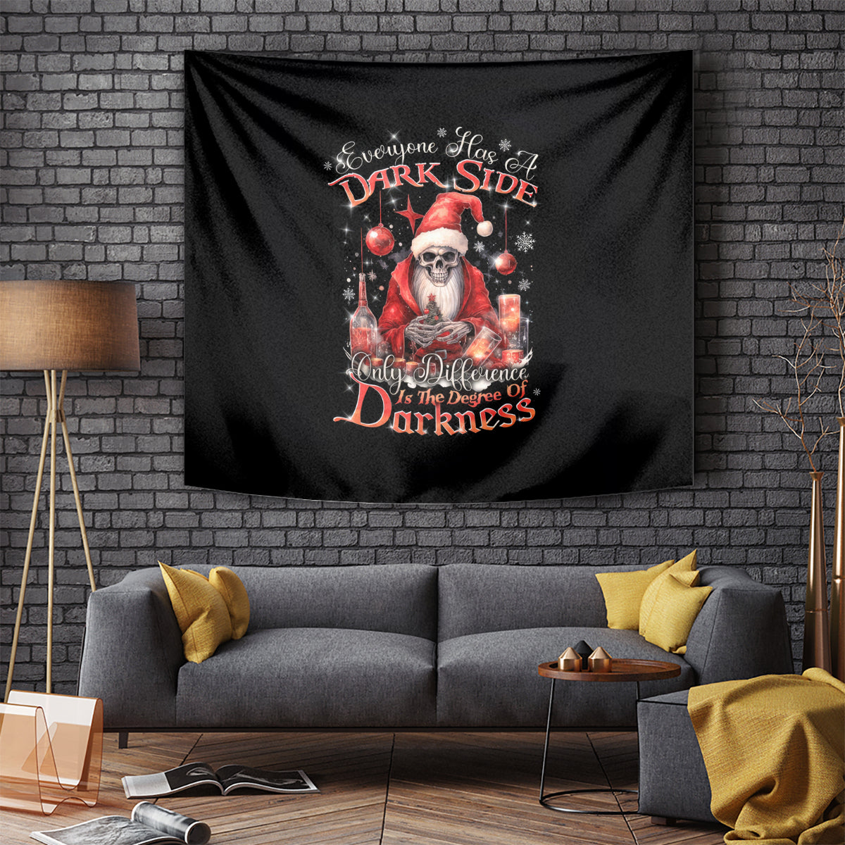 Skull Santa Claus Tapestry Every One Has A Dark Side Difference Is The Degree Of Darkness - Wonder Print Shop