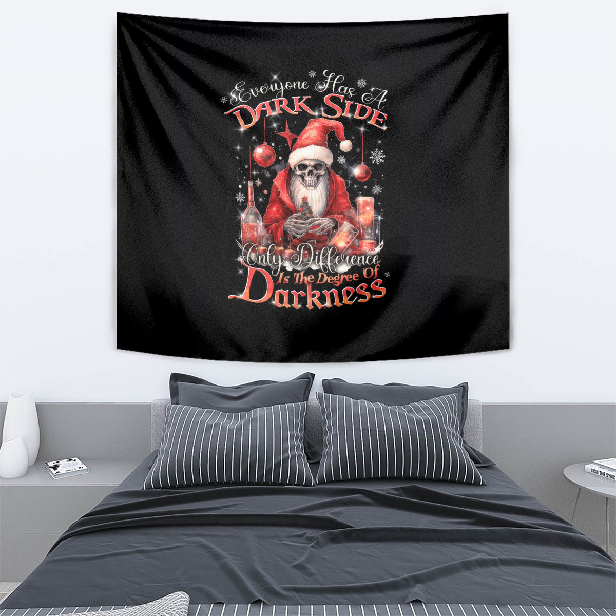 Skull Santa Claus Tapestry Every One Has A Dark Side Difference Is The Degree Of Darkness - Wonder Print Shop