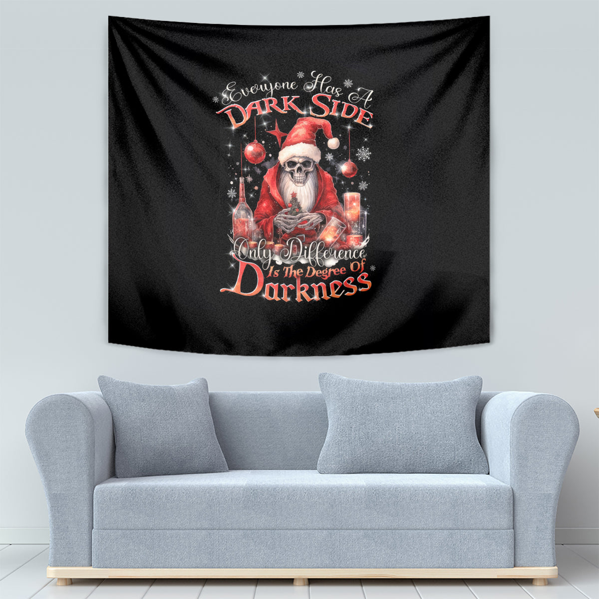 Skull Santa Claus Tapestry Every One Has A Dark Side Difference Is The Degree Of Darkness - Wonder Print Shop