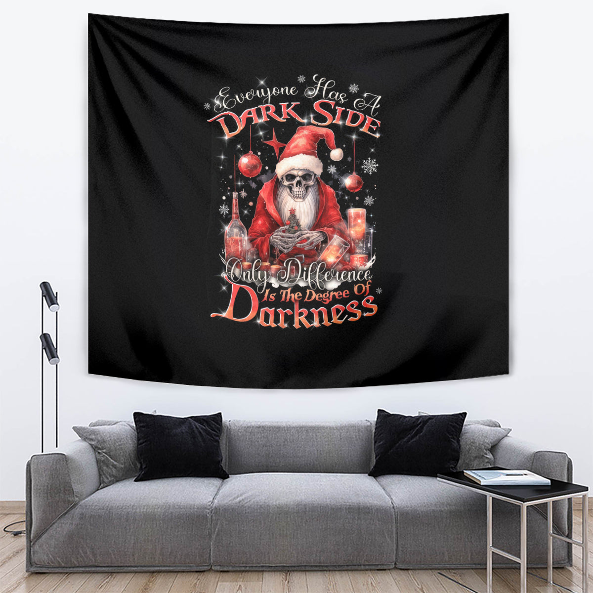 Skull Santa Claus Tapestry Every One Has A Dark Side Difference Is The Degree Of Darkness - Wonder Print Shop