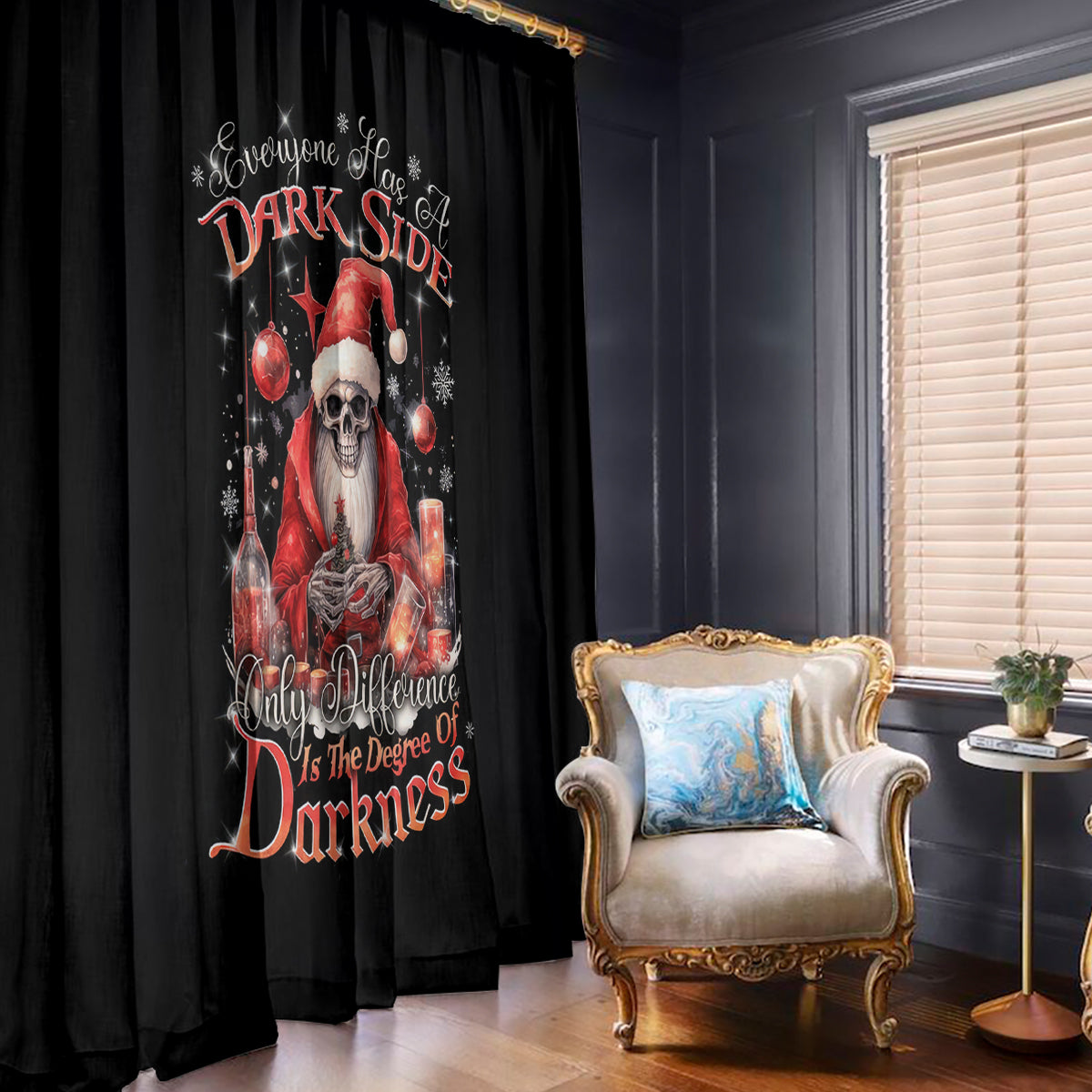 Skull Santa Claus Window Curtain Every One Has A Dark Side Difference Is The Degree Of Darkness - Wonder Print Shop
