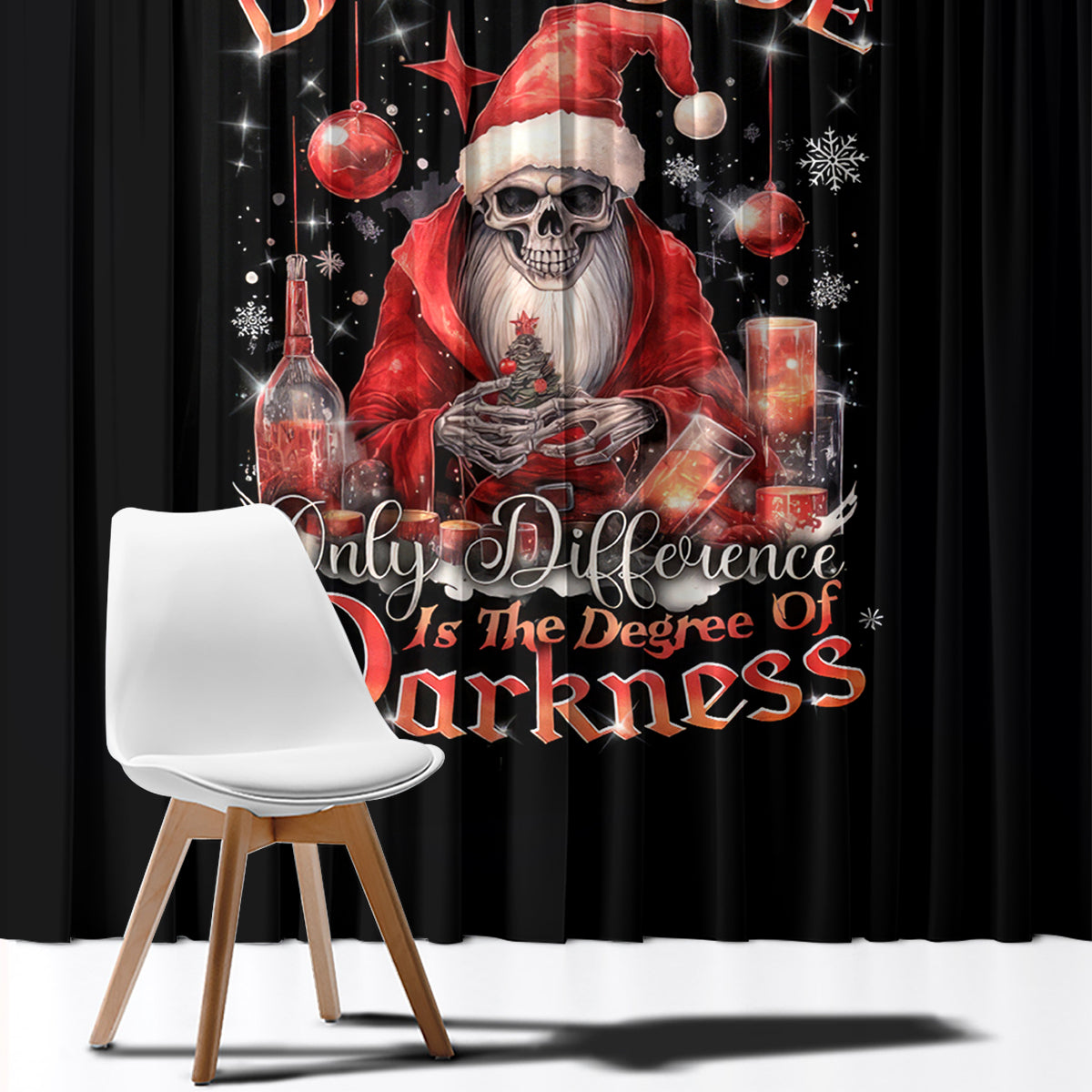 Skull Santa Claus Window Curtain Every One Has A Dark Side Difference Is The Degree Of Darkness - Wonder Print Shop