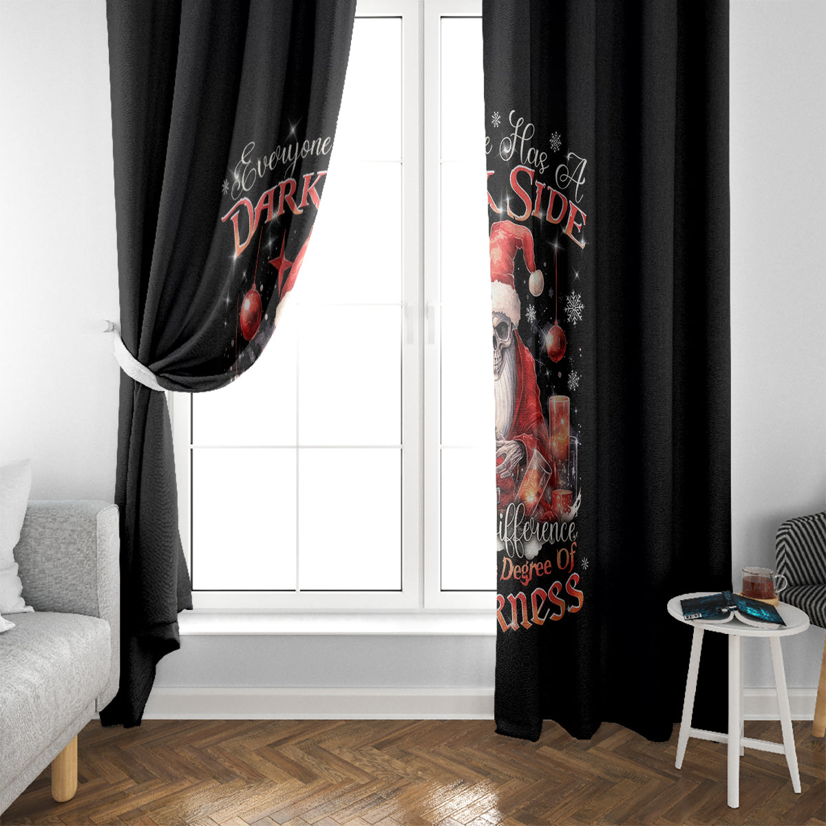 Skull Santa Claus Window Curtain Every One Has A Dark Side Difference Is The Degree Of Darkness - Wonder Print Shop