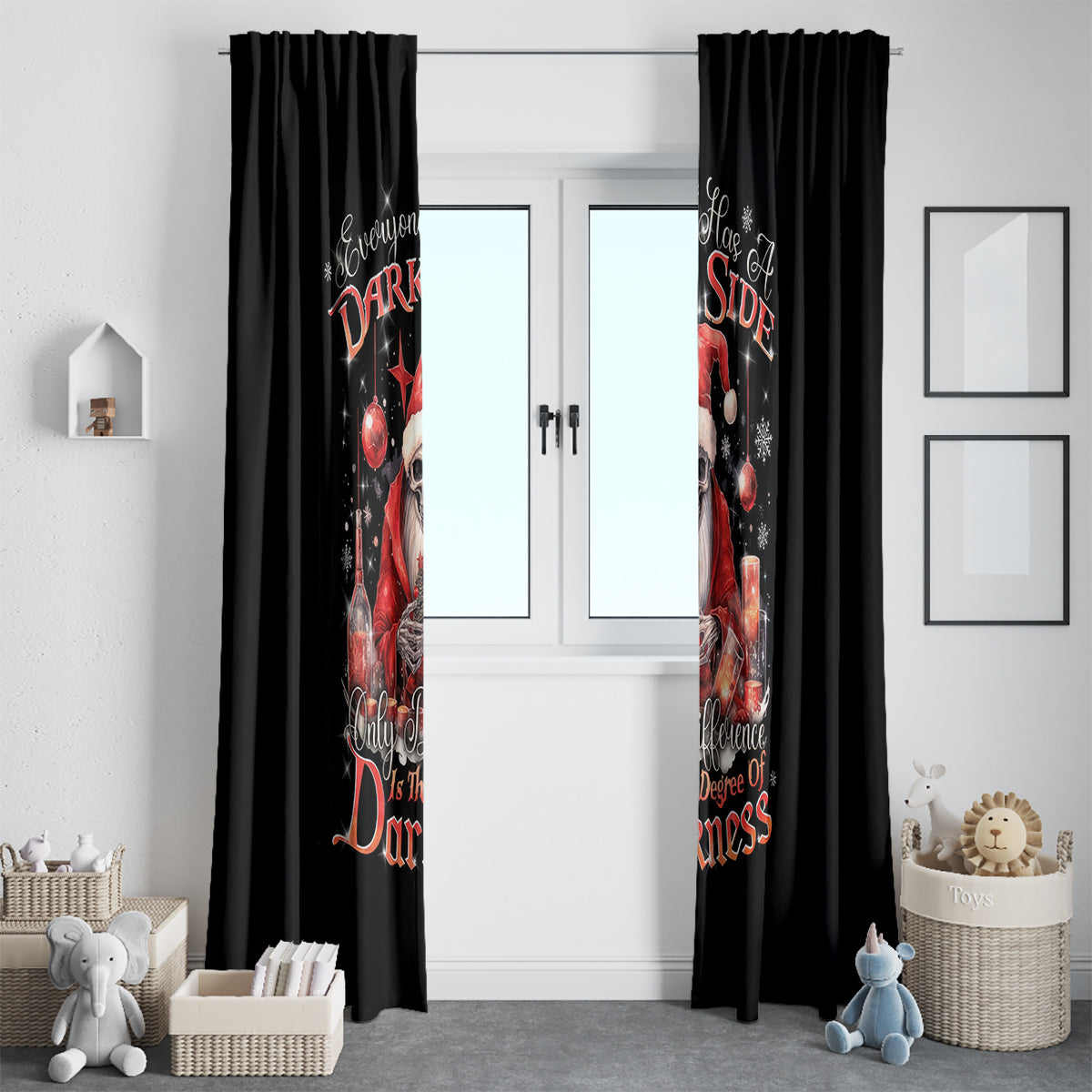 Skull Santa Claus Window Curtain Every One Has A Dark Side Difference Is The Degree Of Darkness - Wonder Print Shop
