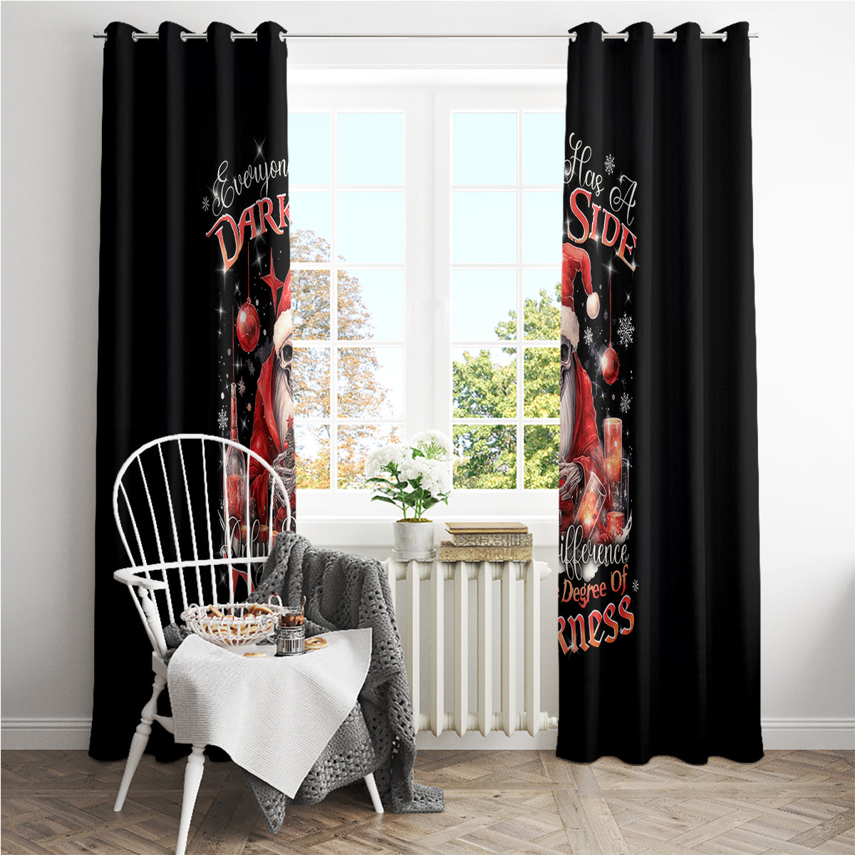 Skull Santa Claus Window Curtain Every One Has A Dark Side Difference Is The Degree Of Darkness - Wonder Print Shop