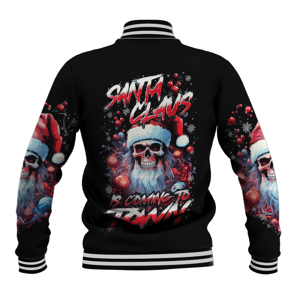 Skull Santa Claus Baseball Jacket Santa Claus Is Coming To Town - Wonder Print Shop