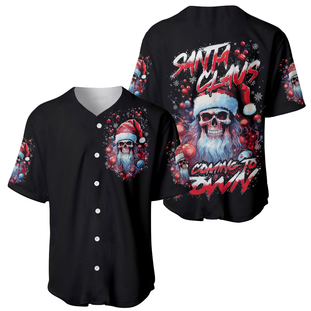 Skull Santa Claus Baseball Jersey Santa Claus Is Coming To Town - Wonder Print Shop