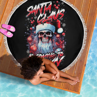 Skull Santa Claus Beach Blanket Santa Claus Is Coming To Town - Wonder Print Shop