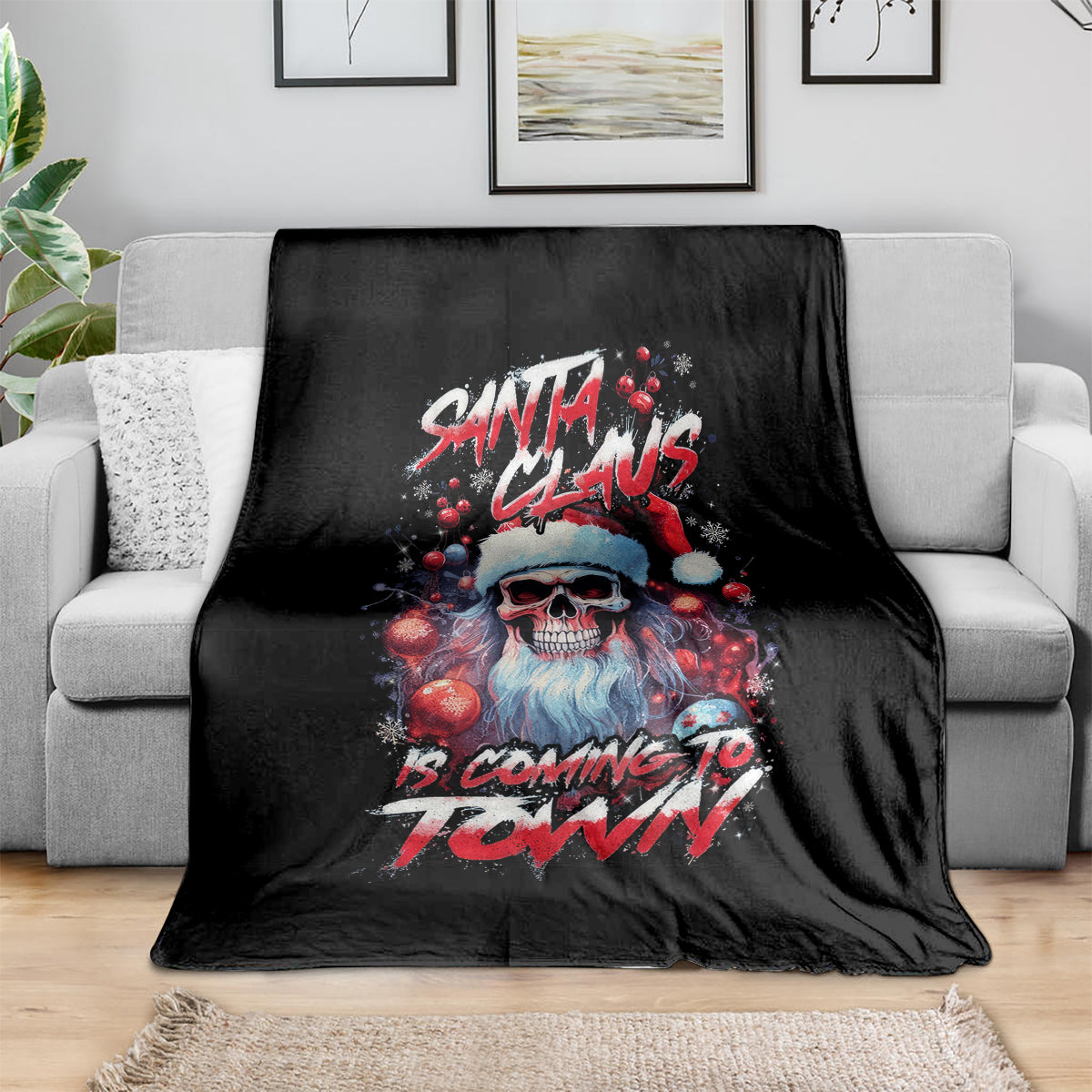 skull-santa-claus-blanket-santa-claus-is-coming-to-town
