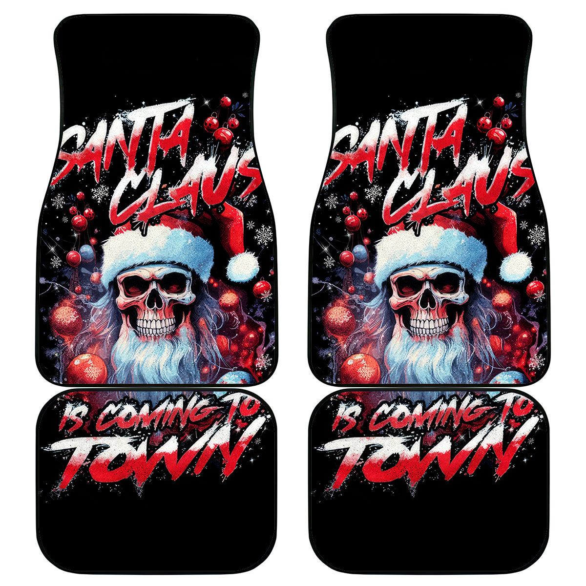 Skull Santa Claus Car Mats Santa Claus Is Coming To Town - Wonder Print Shop