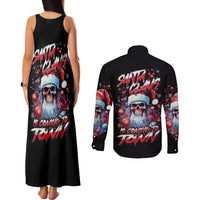 Skull Santa Claus Couples Matching Tank Maxi Dress and Long Sleeve Button Shirt Santa Claus Is Coming To Town - Wonder Print Shop