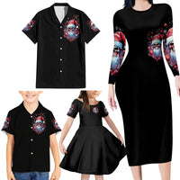 Skull Santa Claus Family Matching Long Sleeve Bodycon Dress and Hawaiian Shirt Santa Claus Is Coming To Town - Wonder Print Shop