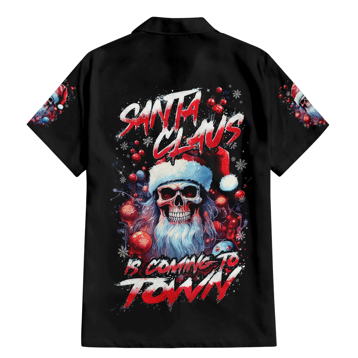 Skull Santa Claus Family Matching Mermaid Dress and Hawaiian Shirt Santa Claus Is Coming To Town - Wonder Print Shop